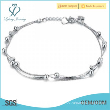 Platinum silver beaded anklets design for girls,chain slave anklets jewelry